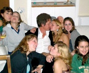 Hugh Grant and unidentified students party at the student halls, University of St. Andrews.  6th / 7th October 2007  Sourced from Perez Hilton website - unknown source